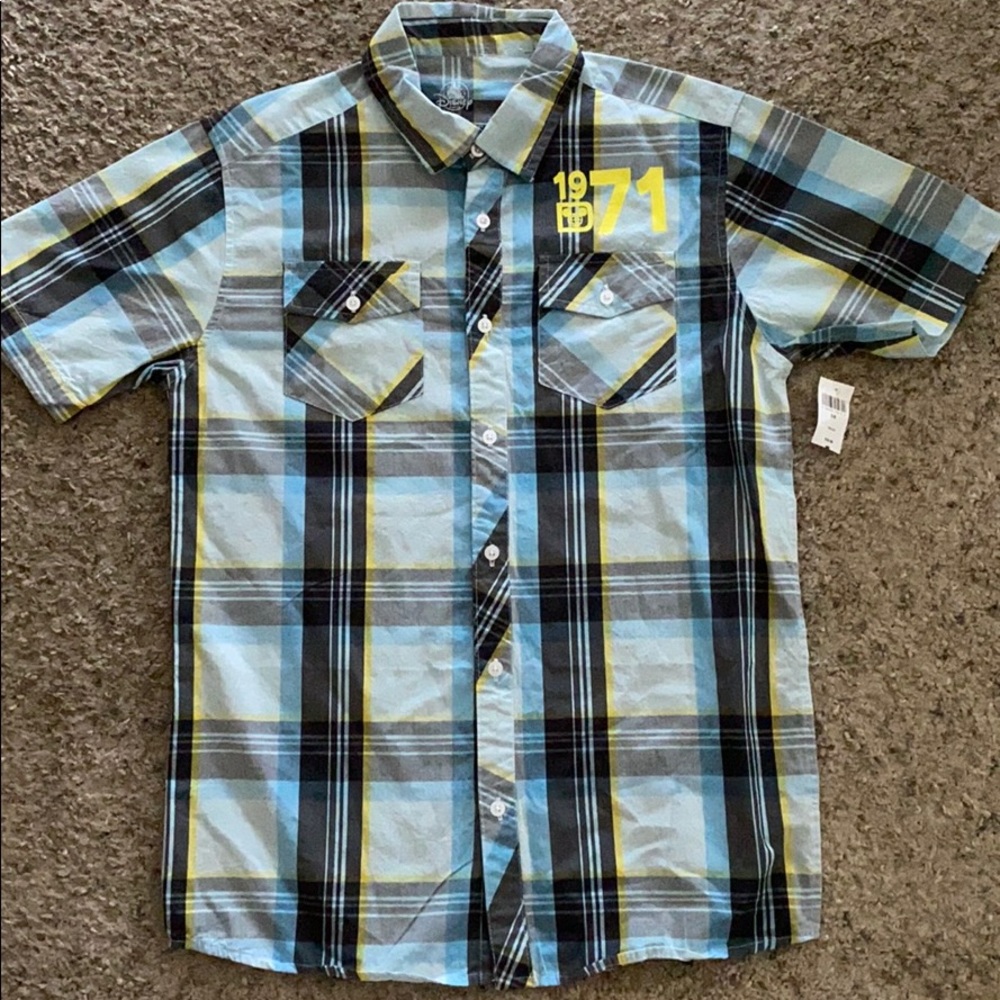 Mickey Mouse Stitched Short Sleeve Button Down